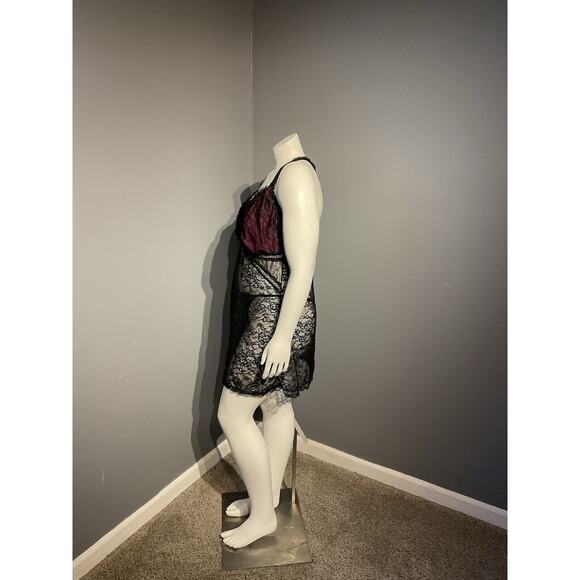 cacique lingerie Babydoll Dress And Thong Panties Black Lace Size 18/20 Sexy - Picture 2 of 9